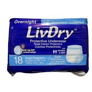LivDry Adult S Incontinence Underwear Leak Protection‎ Small,18-Pack